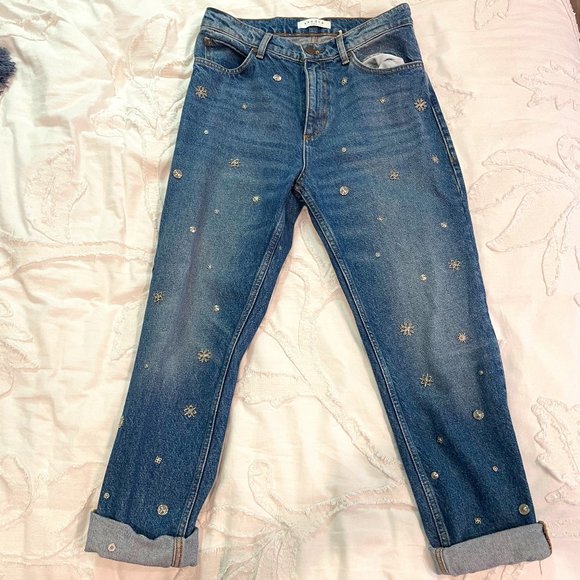 Sandro Light-Washed Jewel Embroidered Jeans - Picture 1 of 4